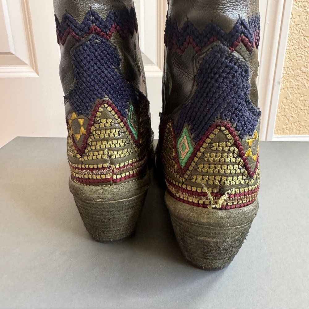 Marco Delli Dallas High Embroidered Tall Boots Olive Green 38 NWT $1295 Sold Out - Picture 7 of 15